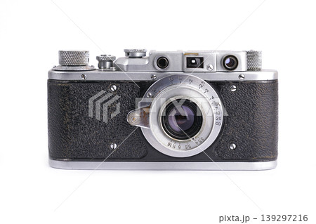 Vintage film camera isolated on white background Vintage film camera isolated on white background 139297216