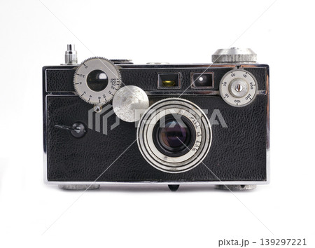 Vintage film camera isolated on white background Vintage film camera isolated on white background 139297221