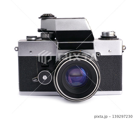 Vintage film camera isolated on white background Vintage film camera isolated on white background 139297230