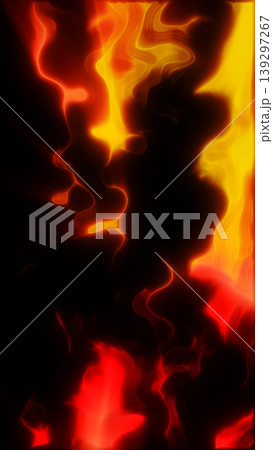 Dramatic abstract flames in red, orange, and yellow with smoky dark shapes, creating an intense fiery heat background 139297267