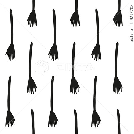 Vector seamless pattern of hand draw colored broom 139297708