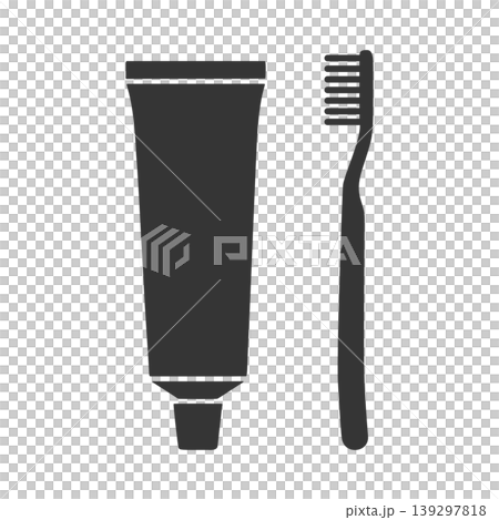 Toothbrush and toothpaste silhouette icon Toothbrush and toothpaste silhouette icon 139297818