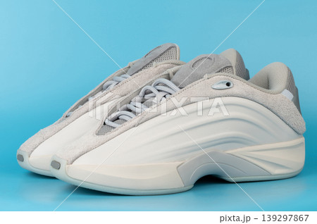 Perspective view of pair sport shoes 139297867