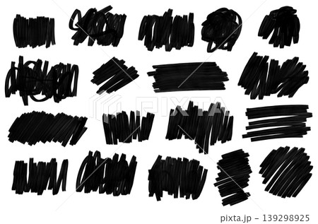 Set of black hand drawn marker strokes isolated on white 139298925