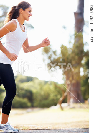 Running, health and park with woman in nature for fitness, speed and cardio challenge. Wellness, sports and workout with female runner training in outdoor path for exercise, fast and performance Running, health and park with woman in nature for fitness, speed and cardio challenge. Wellness, sports and workout with female runner training in outdoor path for exercise, fast and performance 139298983