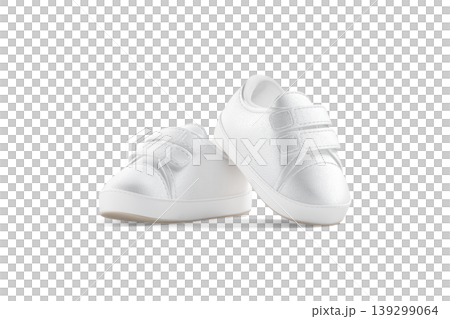 Blank white baby shoes pair mockup on tiptoe png, transparent background, 3d renderig. Empty slip-on sneakers for infant or toddler mock up cut out. Clear small gumshoes for kid sport outfit template. Blank white baby shoes pair mockup on tiptoe png, transparent background, 3d renderig. Empty slip-on sneakers for infant or toddler mock up cut out. Clear small gumshoes for kid sport outfit template. 139299064