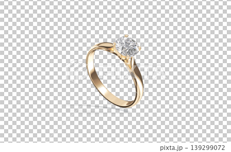 Blank gold ring with diamond mockup png, half-turned view, transparent background, 3d rendering. Empty female sparkle jewelery with carat mock up cut out. Clear platinum metal accessory template. Blank gold ring with diamond mockup png, half-turned view, transparent background, 3d rendering. Empty female sparkle jewelery with carat mock up cut out. Clear platinum metal accessory template. 139299072