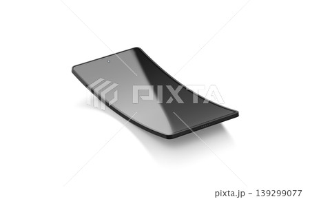 Blank black phone flexible curved display vertical mockup png, transparent background, 3d rendering. Empty flexibility electronic device concept mock up cut out. Clear arc or curve touchscreen. Blank black phone flexible curved display vertical mockup png, transparent background, 3d rendering. Empty flexibility electronic device concept mock up cut out. Clear arc or curve touchscreen. 139299077