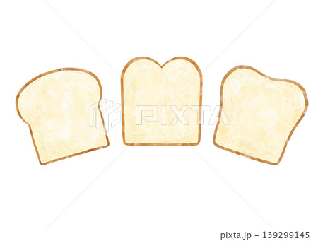 手描き水彩 山型食パン 真上 俯瞰 3種類セット 食材イラスト ナチュラル素材 透過PNG 手描き水彩 山型食パン 真上 俯瞰 3種類セット 食材イラスト ナチュラル素材 透過PNG 139299145