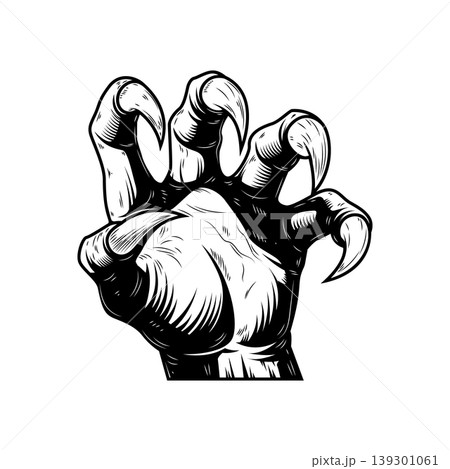 Monster hand with claws. Vector design element 139301061
