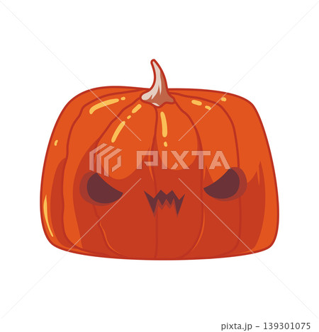 Illustration of halloween pumpkin in cartoon style. Design elements for logo, emblem, sign. Vector illustration Illustration of halloween pumpkin in cartoon style. Design elements for logo, emblem, sign. Vector illustration 139301075