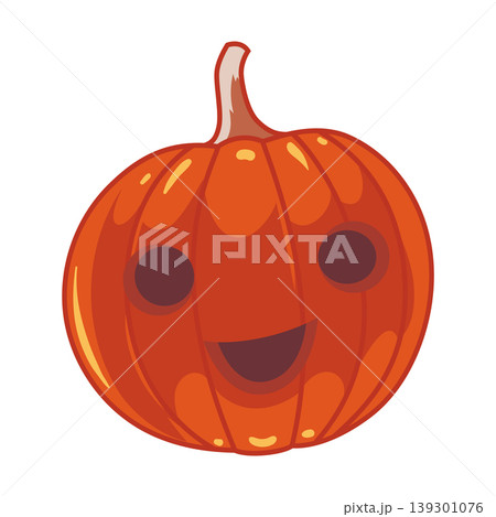 Illustration of halloween pumpkin in cartoon style. Design elements for logo, emblem, sign. Vector illustration Illustration of halloween pumpkin in cartoon style. Design elements for logo, emblem, sign. Vector illustration 139301076