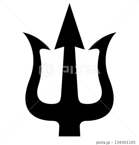 Illustration of trident. Neptune trident. Design element for logo, label, sign, emblem, poster. Vector illustration 139301105