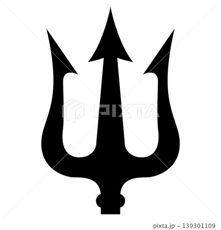 Illustration of trident. Neptune trident. Design element for logo, label, sign, emblem, poster. Vector illustration 139301109