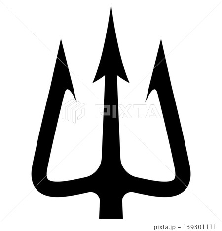 Illustration of trident. Neptune trident. Design element for logo, label, sign, emblem, poster. Vector illustration 139301111