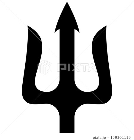 Illustration of trident. Neptune trident. Design element for logo, label, sign, emblem, poster. Vector illustration 139301119
