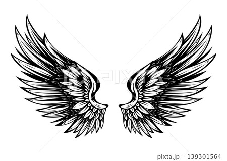 Vintage wings isolated on white background. Design elements for logo, label, emblem, sign, brand mark. Vector illustration. 139301564
