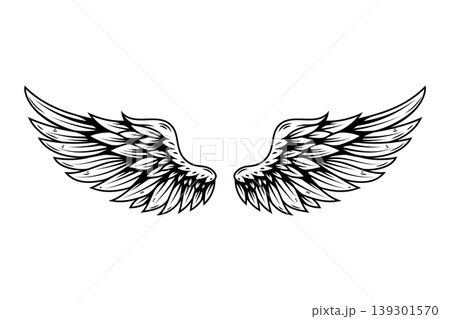 Vintage wings isolated on white background. Design elements for logo, label, emblem, sign, brand mark. Vector illustration. Vintage wings isolated on white background. Design elements for logo, label, emblem, sign, brand mark. Vector illustration. 139301570