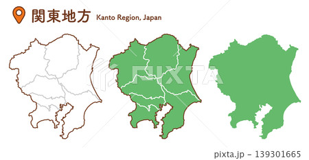 関東地方の地図イラストセット｜日本地図・都道府県・教材 139301665