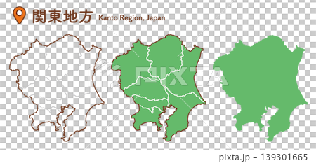 関東地方の地図イラストセット｜日本地図・都道府県・教材 139301665