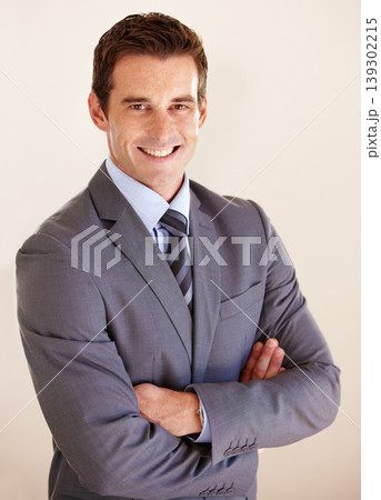 Business man, arms crossed and smile with portrait in studio for pride, suit and confident by white background. Entrepreneur, financial advisor or accountant with corporate clothes, happy and fashion Business man, arms crossed and smile with portrait in studio for pride, suit and confident by white background. Entrepreneur, financial advisor or accountant with corporate clothes, happy and fashion 139302215