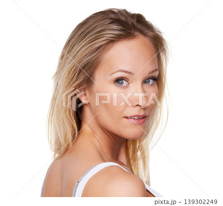 Beauty, face and portrait of woman in studio for cosmetics, dermatology and spa treatment. Self care, health and glow with makeup on female model on white background for cosmetology and facial Beauty, face and portrait of woman in studio for cosmetics, dermatology and spa treatment. Self care, health and glow with makeup on female model on white background for cosmetology and facial 139302249