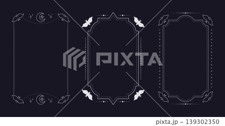 Empty Tarot card frames with birds and celestial elements. Tarot borders. Vector illustration Empty Tarot card frames with birds and celestial elements. Tarot borders. Vector illustration 139302350