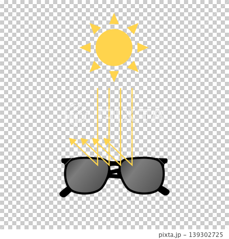 紫外線をカットしているサングラスのイラスト 紫外線をカットしているサングラスのイラスト 139302725