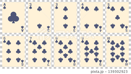 Vector illustrations of clover playing cards numbered 1 through 10. Vector illustrations of clover playing cards numbered 1 through 10. 139302923