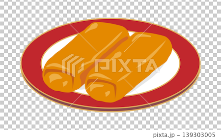 Illustration of spring rolls on a plate Illustration of spring rolls on a plate 139303005