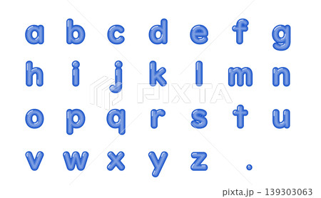 ブルーネオンライト風英字タイポグラフィ(a〜zの発光文字素材) ブルーネオンライト風英字タイポグラフィ(a〜zの発光文字素材) 139303063