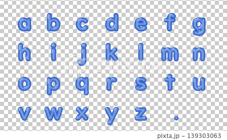 ブルーネオンライト風英字タイポグラフィ(a〜zの発光文字素材) ブルーネオンライト風英字タイポグラフィ(a〜zの発光文字素材) 139303063