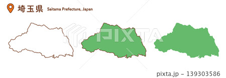 埼玉県の地図イラストセット|日本地図・都道府県・教材 埼玉県の地図イラストセット|日本地図・都道府県・教材 139303586
