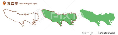 東京都の地図イラストセット|日本地図・都道府県・教材 東京都の地図イラストセット|日本地図・都道府県・教材 139303588
