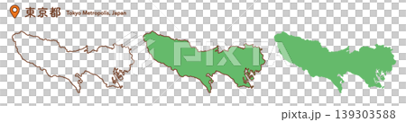 東京都の地図イラストセット|日本地図・都道府県・教材 東京都の地図イラストセット|日本地図・都道府県・教材 139303588
