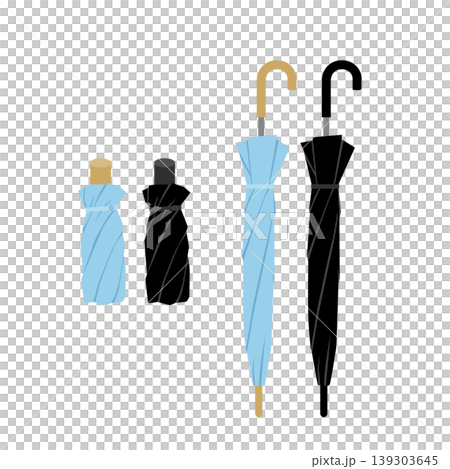 A set of a folding umbrella and a regular umbrella. 139303645
