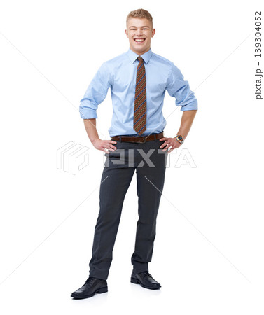 Man, consultant and smile for portrait, employee and professional on white background. Confident, young and workplace for career, financial clerk and businessman for startup, job and corporate Man, consultant and smile for portrait, employee and professional on white background. Confident, young and workplace for career, financial clerk and businessman for startup, job and corporate 139304052