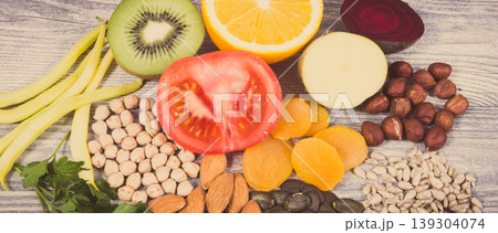 Healthy eating as source natural potassium, vitamin K, minerals and fiber 139304074