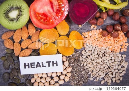 Inscription health with ingredients containing natural potassium, vitamin K, minerals and fiber Inscription health with ingredients containing natural potassium, vitamin K, minerals and fiber 139304077