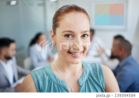 Business, woman and portrait with smile in office for corporate meeting, collaboration or career. Professional, employee or face and happy with teamwork strategy, confidence or staff planning at work Business, woman and portrait with smile in office for corporate meeting, collaboration or career. Professional, employee or face and happy with teamwork strategy, confidence or staff planning at work 139304584