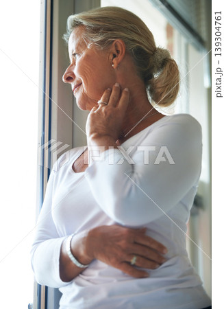 Senior, woman and thinking by window with memory, remember and happy in retirement for dementia in nursing home. Elderly, person or ideas with smile, mindfulness and reflection on past life with calm Senior, woman and thinking by window with memory, remember and happy in retirement for dementia in nursing home. Elderly, person or ideas with smile, mindfulness and reflection on past life with calm 139304761