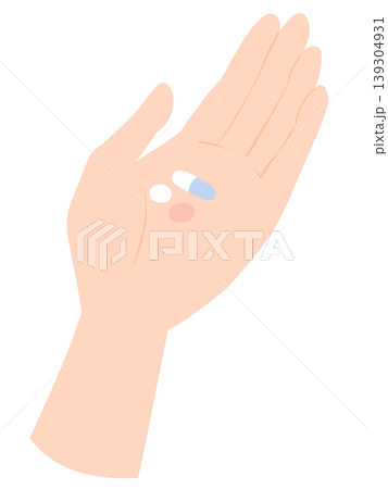 手に錠剤を乗せる 手に錠剤を乗せる 139304931