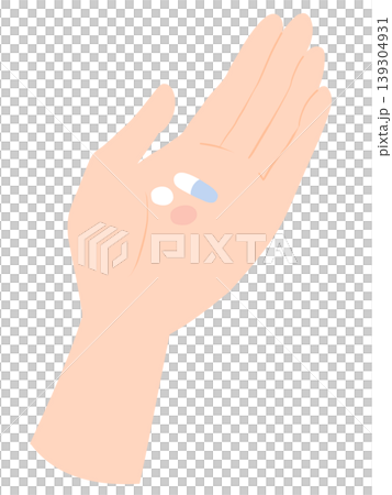 手に錠剤を乗せる 手に錠剤を乗せる 139304931