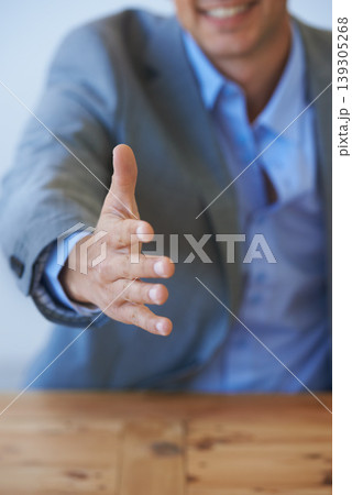 Business person, shaking hands offer and meeting in job interview, corporate agreement and hiring or recruitment. Professional client or employer handshake for introduction, hello or negotiation deal Business person, shaking hands offer and meeting in job interview, corporate agreement and hiring or recruitment. Professional client or employer handshake for introduction, hello or negotiation deal 139305268