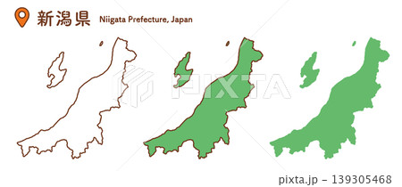新潟県の地図イラストセット｜日本地図・都道府県・中部地方 139305468