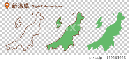 新潟県の地図イラストセット｜日本地図・都道府県・中部地方 139305468