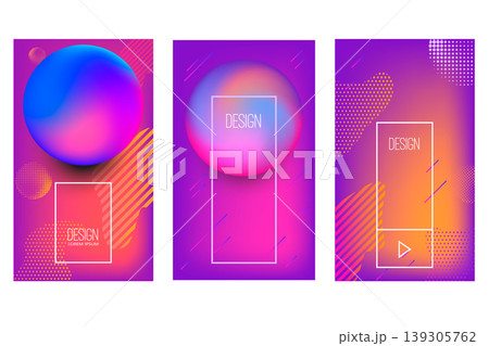 Set of modern design templates in minimalist liquid style. Creative covers for flyer, poster, advertising, promo. Vector illustration 139305762