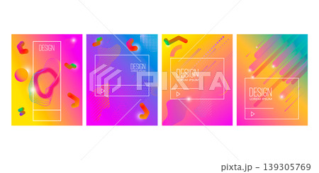 Set of modern design templates in minimalist liquid style. Creative covers for flyer, poster, advertising, promo. Vector illustration Set of modern design templates in minimalist liquid style. Creative covers for flyer, poster, advertising, promo. Vector illustration 139305769
