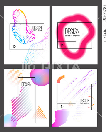 Set of modern design templates in minimalist liquid style. Creative covers for flyer, poster, advertising, promo. Vector illustration 139305783
