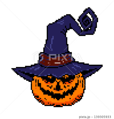 Pixel art halloween pumpkin icon isolated on white background. Vector illustration Pixel art halloween pumpkin icon isolated on white background. Vector illustration 139305933